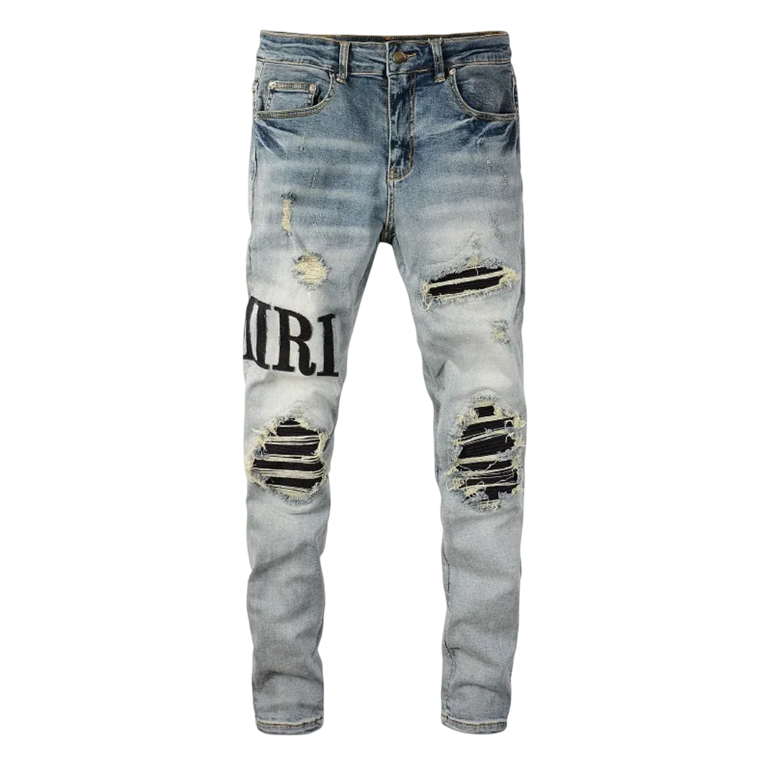 Amr Logo Distressed Jeans